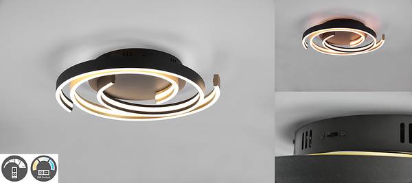 LED-Deckenleuchte Caya Kunststoff / Stahl - 1-flammig - Schwarz