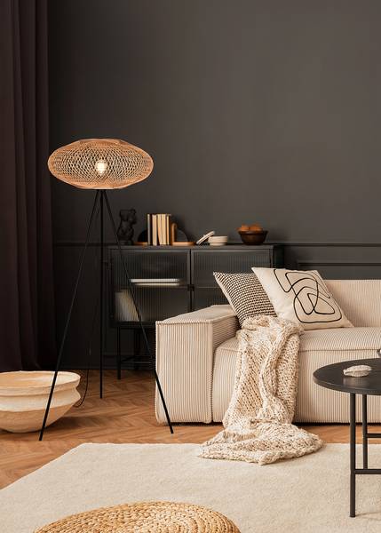 Stehleuchte Hedda Rattan / Stahl - 1-flammig