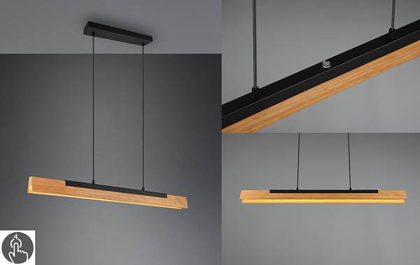 LED-hanglamp Kerala massief grenenhout/staal - 1-lichts