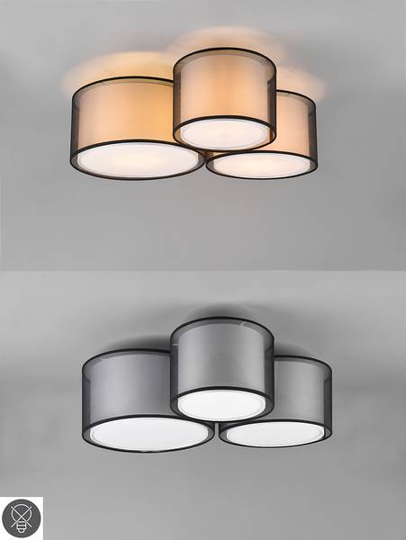 Deckenleuchte Burton Webstoff / Stahl - Flammenanzahl: 3