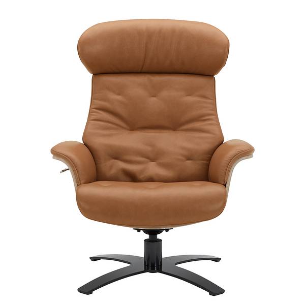 Relaxsessel HARRIGA Leder / Eisen - Hellbraun / Schwarz - Echtleder Ulicia: Cognac