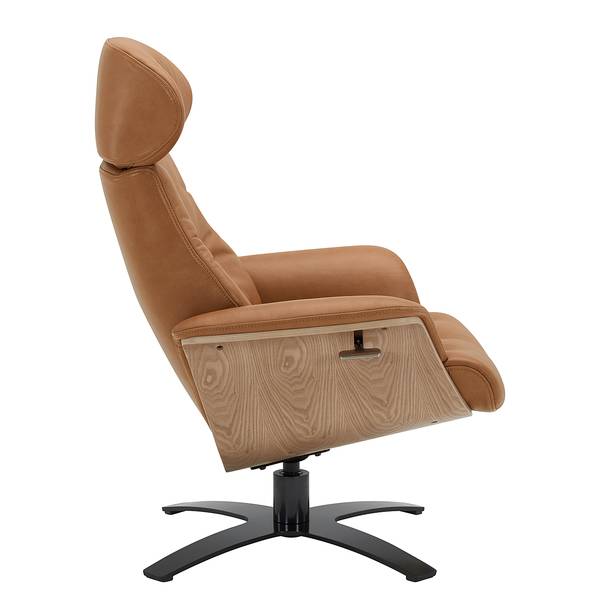 Relaxsessel HARRIGA Leder / Eisen - Hellbraun / Schwarz - Echtleder Ulicia: Cognac