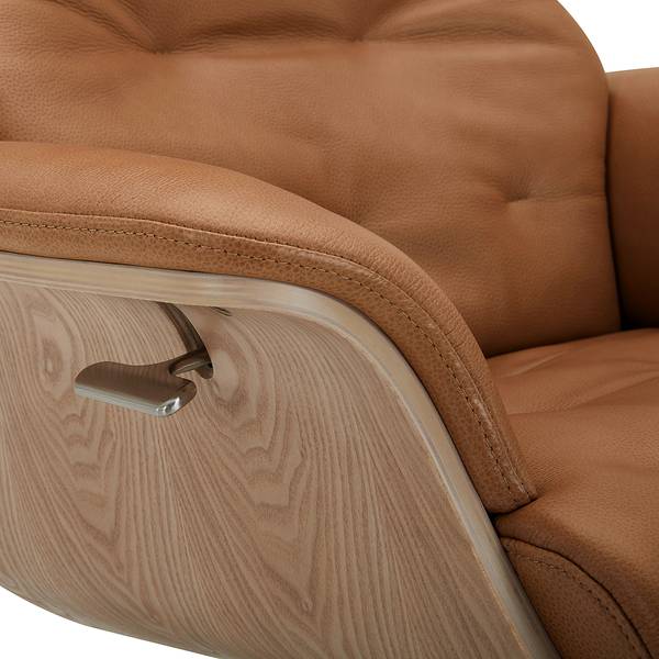 Relaxsessel HARRIGA Leder / Eisen - Hellbraun / Schwarz - Echtleder Ulicia: Cognac