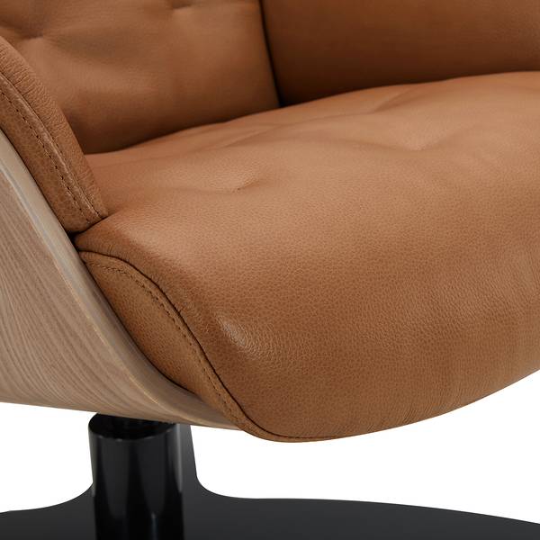 Relaxsessel HARRIGA Leder / Eisen - Hellbraun / Schwarz - Echtleder Ulicia: Cognac