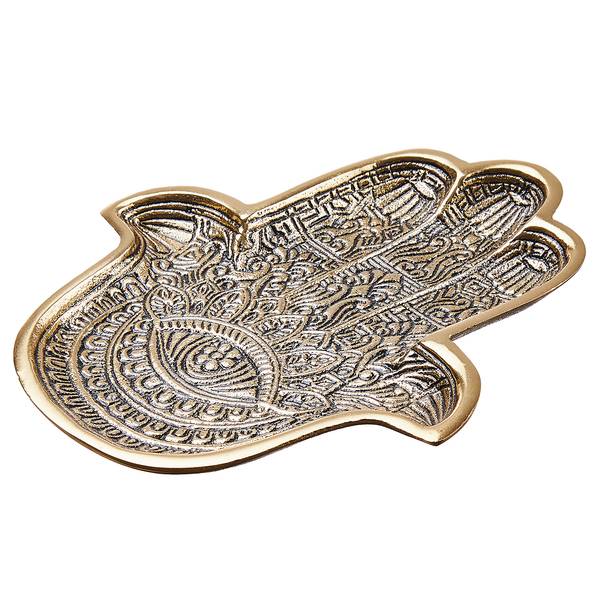Deco schaal HAMSA aluminium - goudkleurig