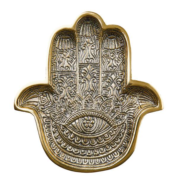 Deco schaal HAMSA aluminium - goudkleurig