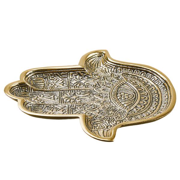 Deco schaal HAMSA aluminium - goudkleurig