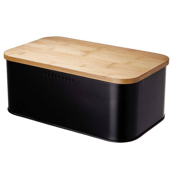 Broodtrommel BREAD 'N' BREAKFAST staal/bamboe - zwart