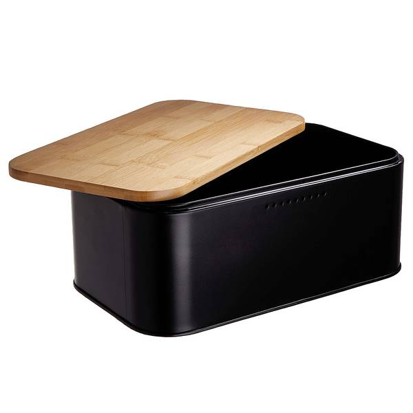 Broodtrommel BREAD 'N' BREAKFAST staal/bamboe - zwart