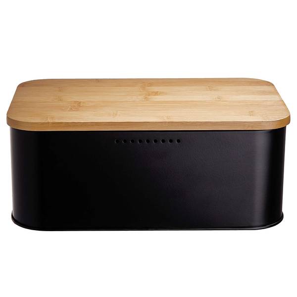 Broodtrommel BREAD 'N' BREAKFAST staal/bamboe - zwart