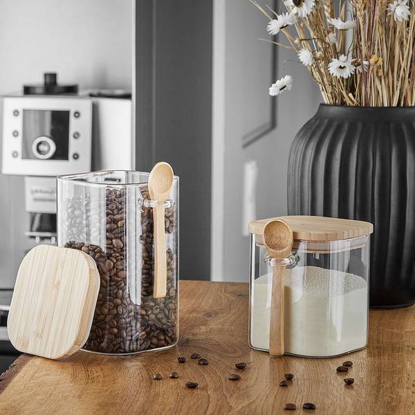Vorratsglas COMPOSITION Glas / Bambus -Transparent - Fassungsvermögen: 1.2 L