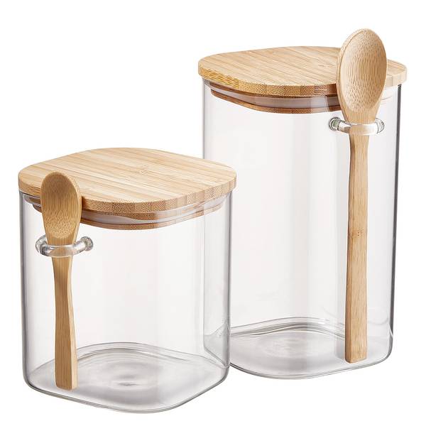 Vorratsglas COMPOSITION Glas / Bambus -Transparent - Fassungsvermögen: 1.2 L