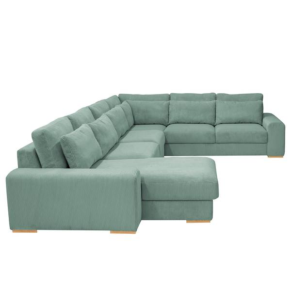 Divano panoramico Gurabo Velluto a coste Lola: blu chiaro - Longchair preimpostata a sinistra / penisola a destra