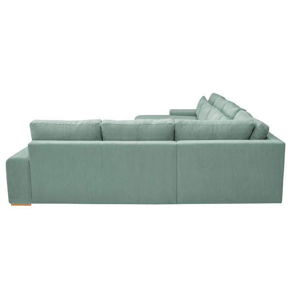 Divano panoramico Gurabo Velluto a coste Lola: blu chiaro - Longchair preimpostata a sinistra / penisola a destra