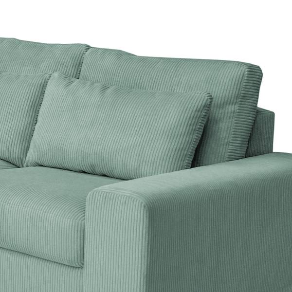 Divano panoramico Gurabo Velluto a coste Lola: blu chiaro - Longchair preimpostata a sinistra / penisola a destra