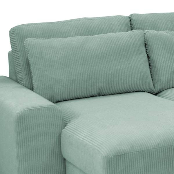 Divano panoramico Gurabo Velluto a coste Lola: blu chiaro - Longchair preimpostata a sinistra / penisola a destra