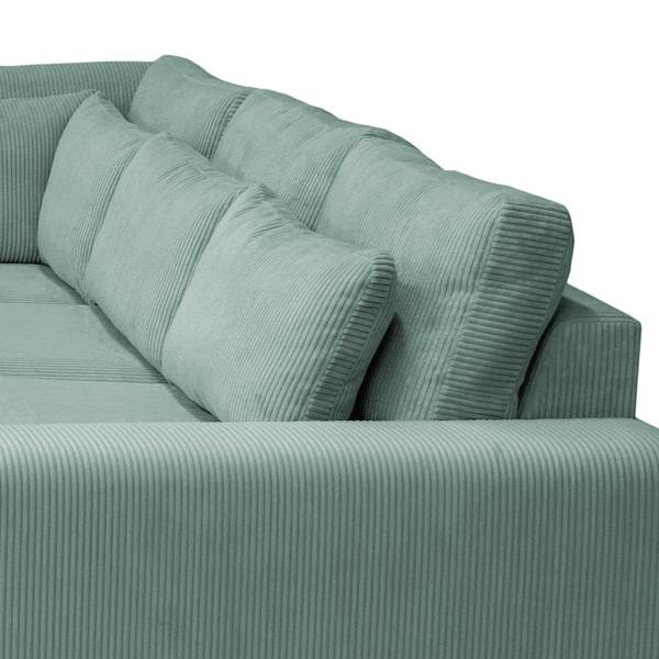 Divano panoramico Gurabo Velluto a coste Lola: blu chiaro - Longchair preimpostata a sinistra / penisola a destra