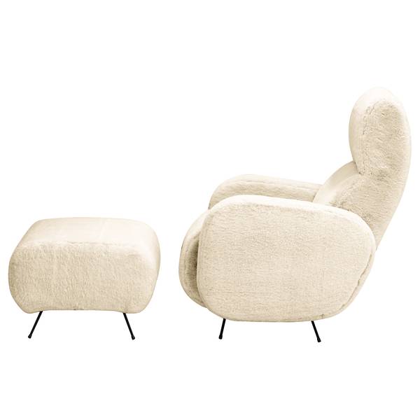 Sessel Vains Kunstfell Bahira: Creme - Mit Hocker