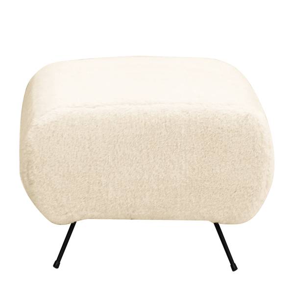 Sessel Vains Kunstfell Bahira: Creme - Mit Hocker