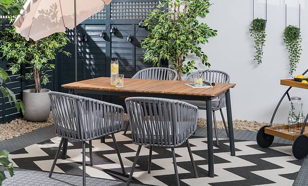 Gartenstuhl NOXI 2er-Set Stahl / Polyester - Hellgrau