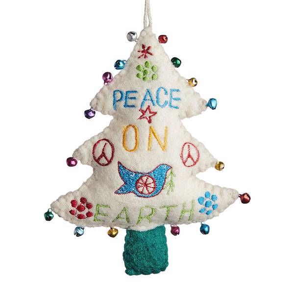 Addobbo natalizio PEACE ON EARTH Feltro / alluminio - Crema