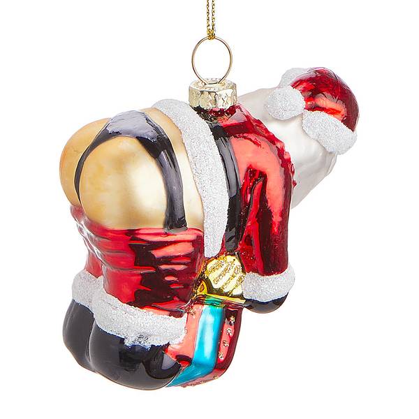 Baumhänger HANG ON Naughty Santa Glas - Rot