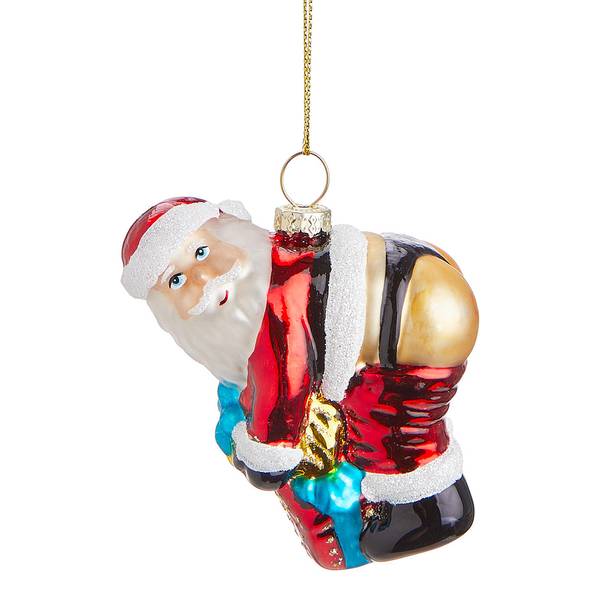 Baumhänger HANG ON Naughty Santa Glas - Rot