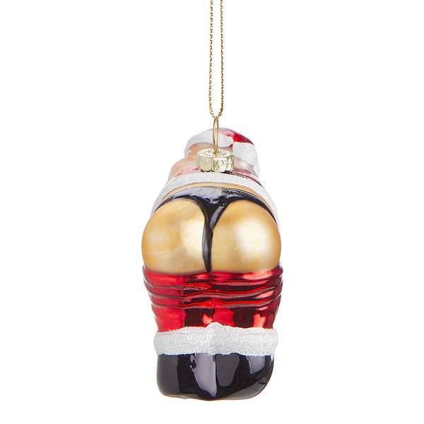 Baumhänger HANG ON Naughty Santa Glas - Rot