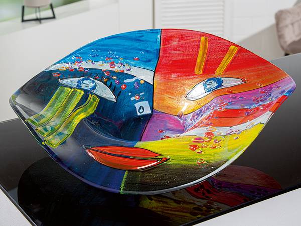 Piatto decorativo Fashion Vetro colorato - Blu / Rosso