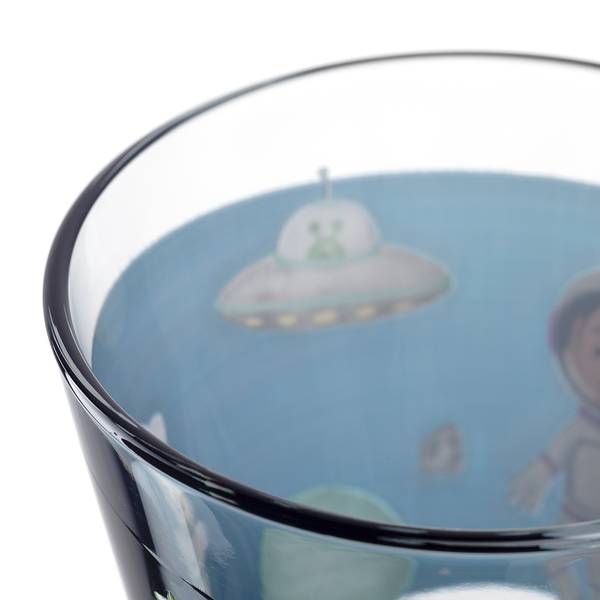 Drinkglas Bambini Avventura set van 3 transparant glas/silicone - donkerblauw - Hoogte: 10 cm