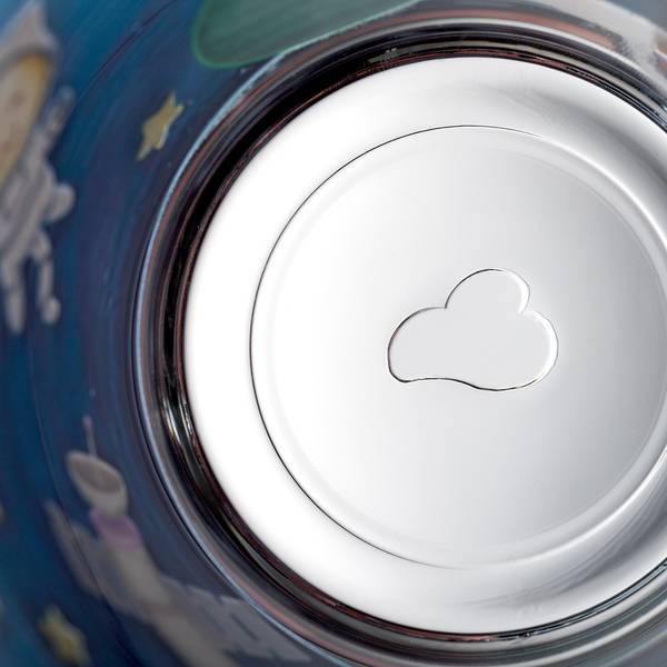 Drinkglas Bambini Avventura set van 3 transparant glas/silicone - donkerblauw - Hoogte: 10 cm