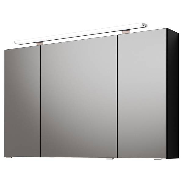 Badmöbel-Set 6025 Typ F Mineralmarmor - Matt Schwarz - Breite: 117 cm