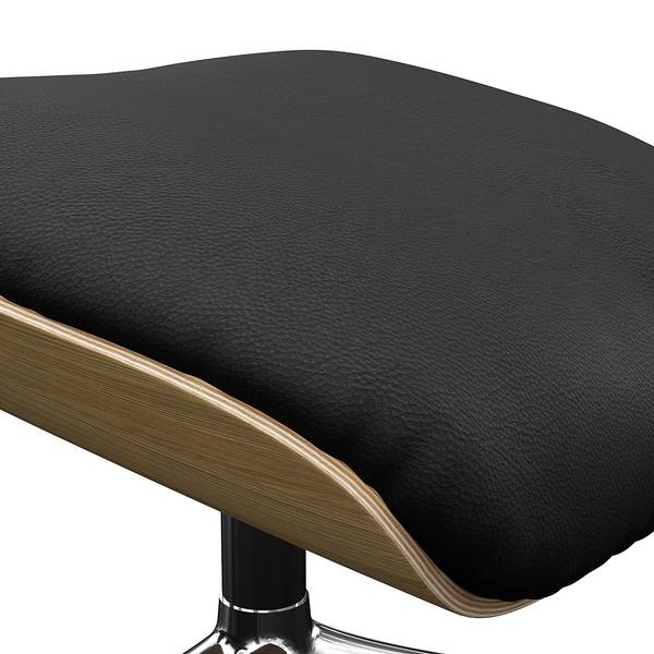 Fauteuil relax BLOMST Cuir Danbi: Noir - Hauteur : 118 cm - Chrome brillant - Avec repose-pieds - Chêne