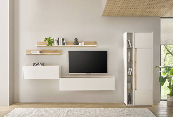 Schrank Olon mit Holztür Weiß