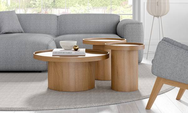 Couchtisch BOURAPIL Echtholzfurnier - Eiche