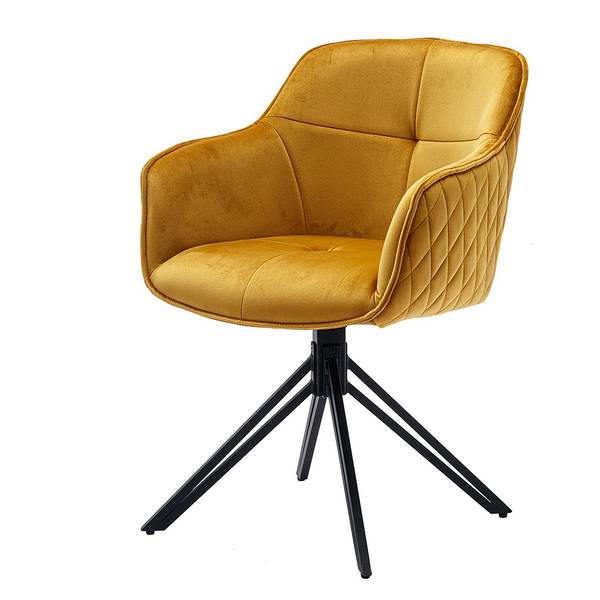 Sedia con braccioli Romu Velluto - Metallo - Oro - Giallo