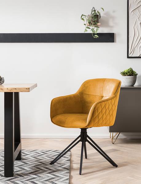 Sedia con braccioli Romu Velluto - Metallo - Oro - Giallo