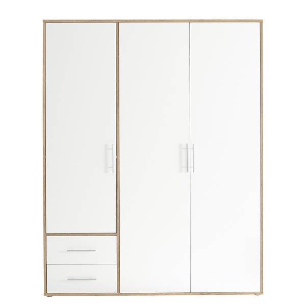 Drehtürenschrank Zajak Weiß / Eiche Sonoma Dekor - Breite: 155 cm