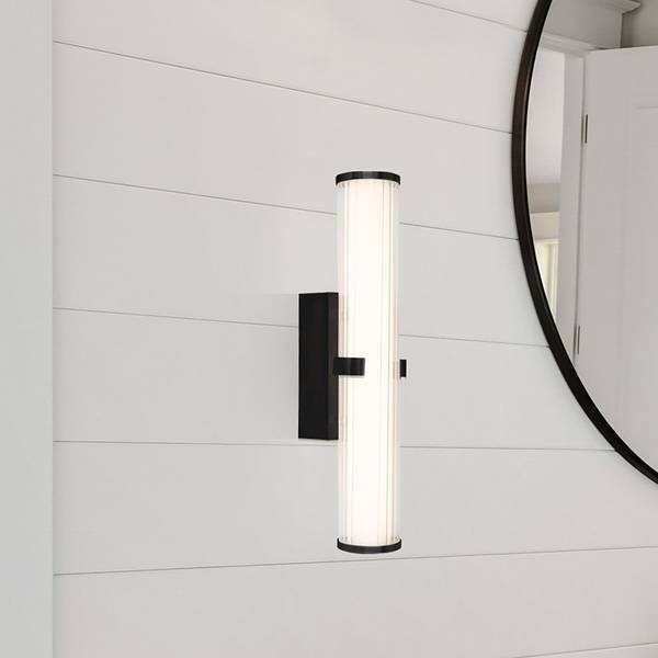 Lampada da parete a LED Clamp Acciaio / vetro opalino - Nero - Altezza: 43 cm