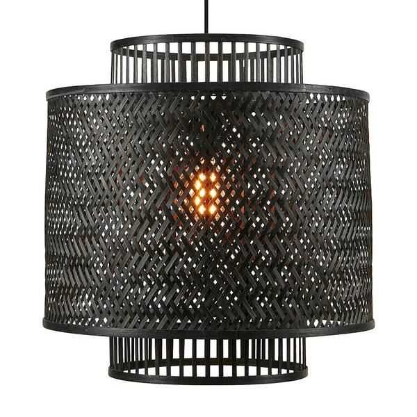 Suspension Strati Fer / Bambou - 1 ampoule - Noir