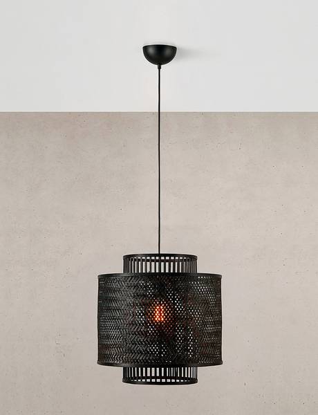 Suspension Strati Fer / Bambou - 1 ampoule - Noir