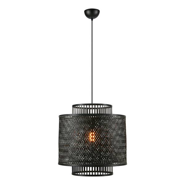 Suspension Strati Fer / Bambou - 1 ampoule - Noir