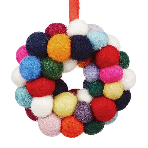 Anhänger HANG ON Mini-Kugelkranz Filz - Mehrfarbig