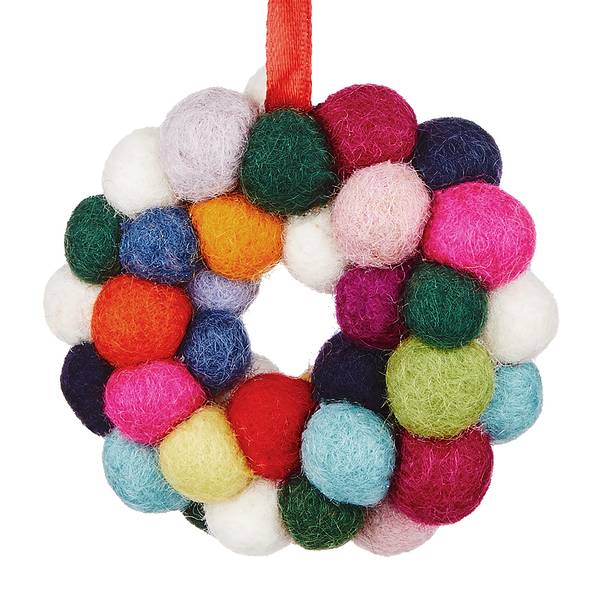 Anhänger HANG ON Mini-Kugelkranz Filz - Mehrfarbig