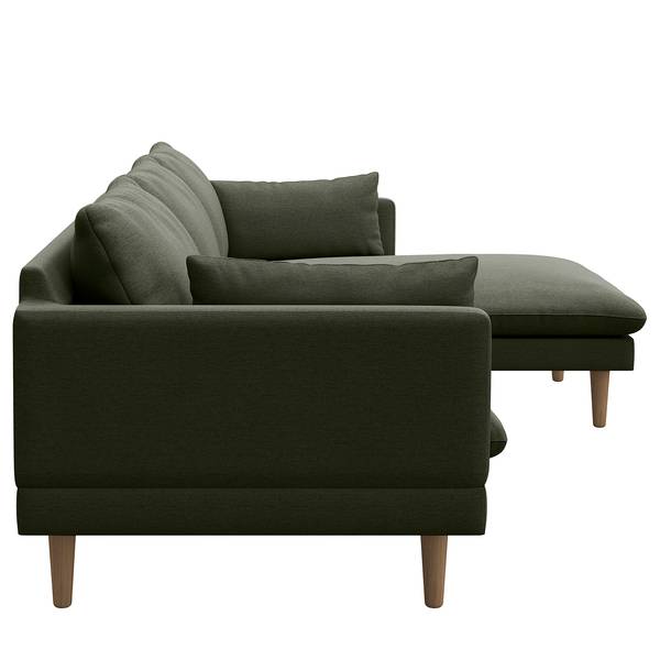 Hoekbank ELLENS geweven stof Saia: gemêleerd grijsgroen - chaise longue vooraanzicht rechts