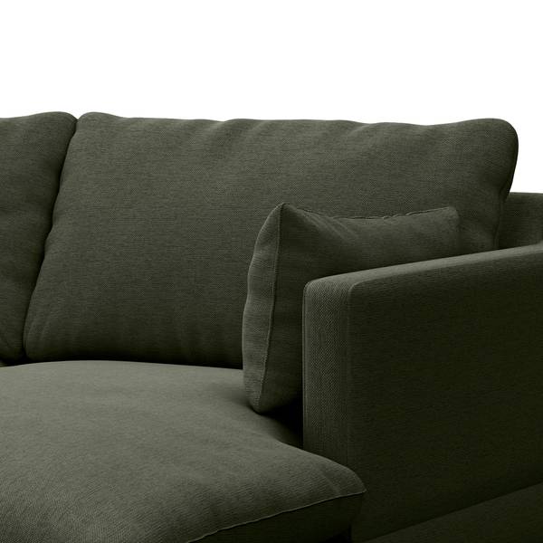 Hoekbank ELLENS geweven stof Saia: gemêleerd grijsgroen - chaise longue vooraanzicht rechts