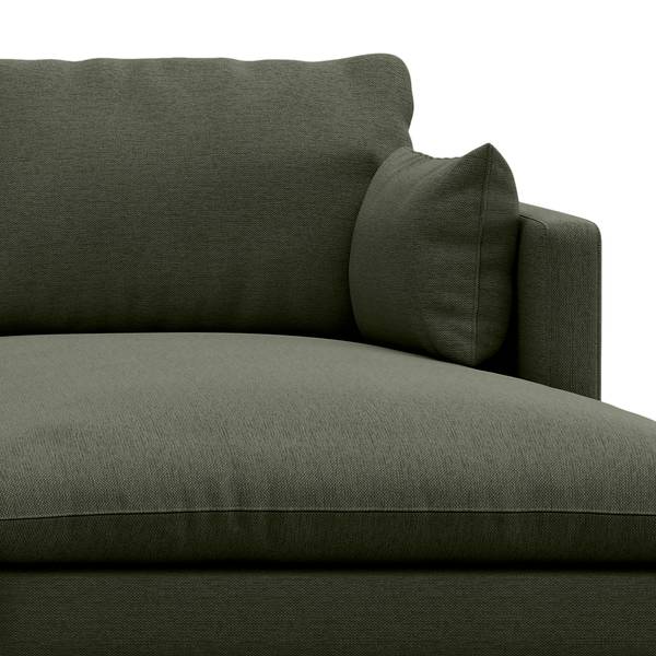 Hoekbank ELLENS geweven stof Saia: gemêleerd grijsgroen - chaise longue vooraanzicht rechts