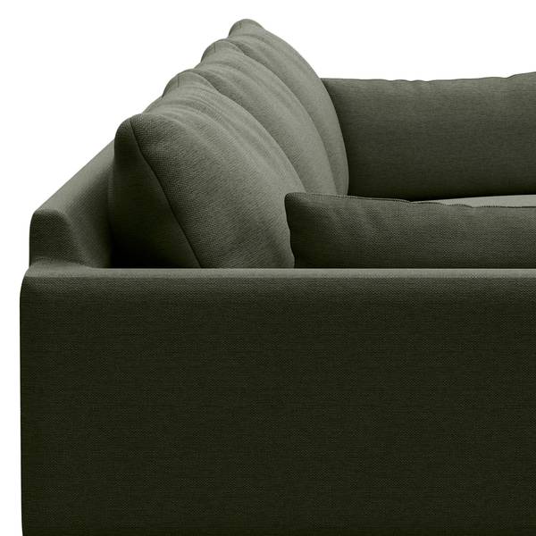 Hoekbank ELLENS geweven stof Saia: gemêleerd grijsgroen - chaise longue vooraanzicht rechts