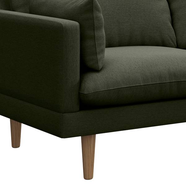 Hoekbank ELLENS geweven stof Saia: gemêleerd grijsgroen - chaise longue vooraanzicht rechts