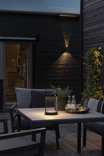 Lanterna solare USB Crotone Alluminio / Vetro trasparente - Nero